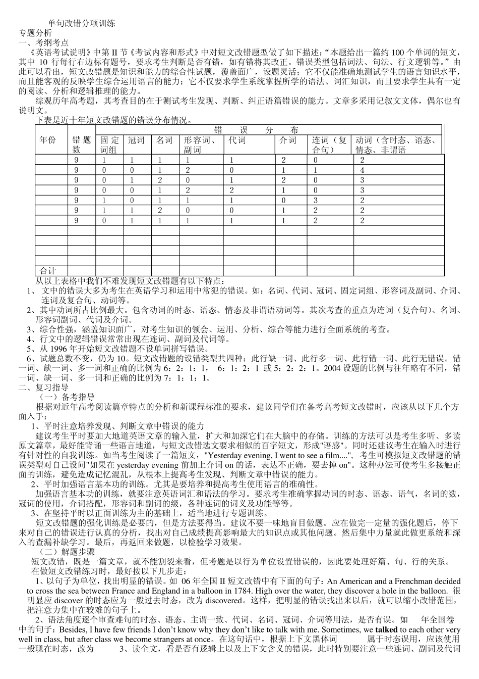 单句改错分项训练_第1页