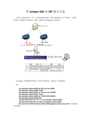 单台JuniperSSG双ISP接入