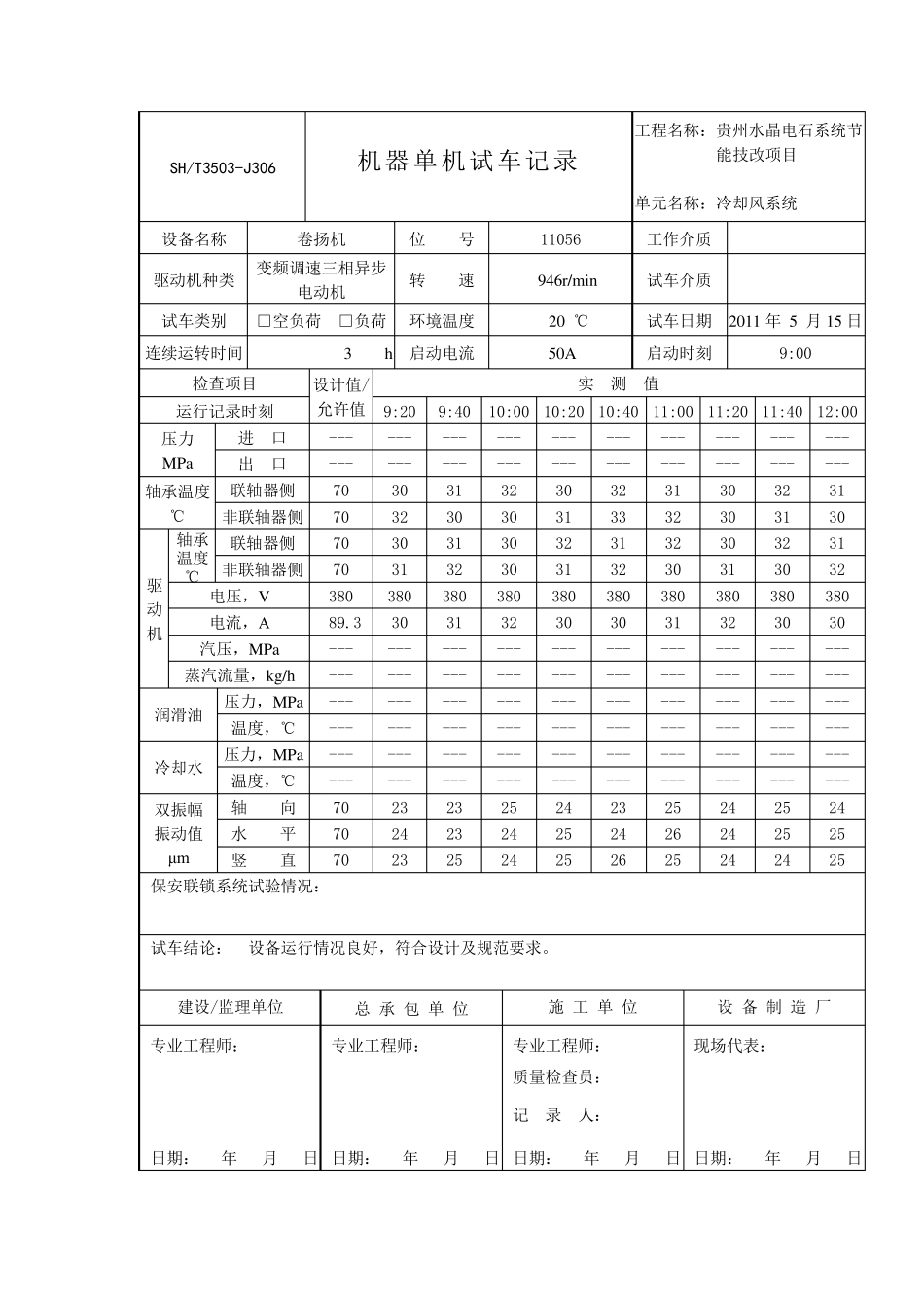 单机试车记录_第1页