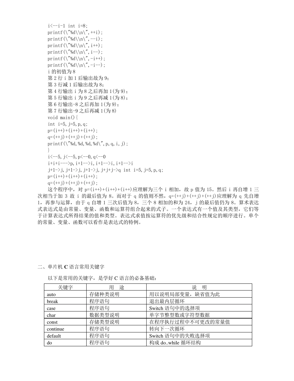 单片机C语言必备运算符与关键字集_第3页