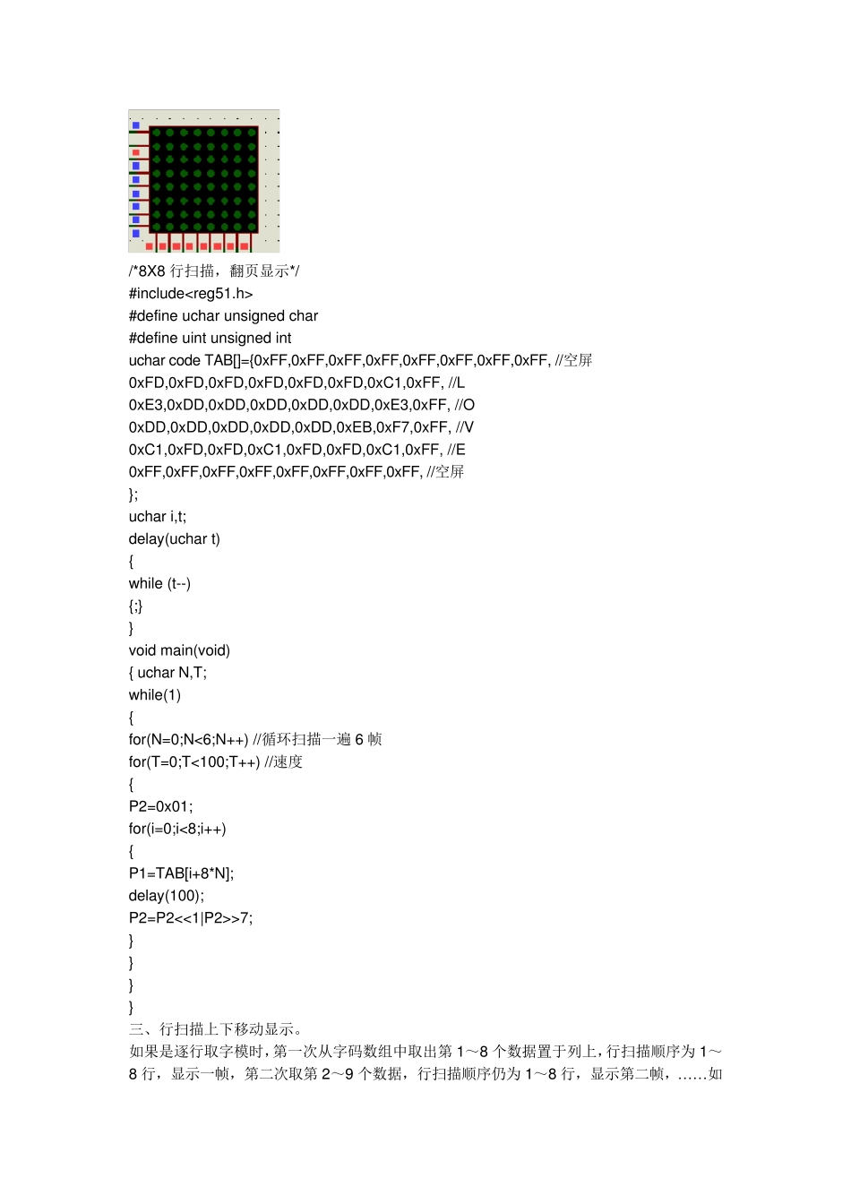 单片机LED点阵显示方法与程序代码_第3页