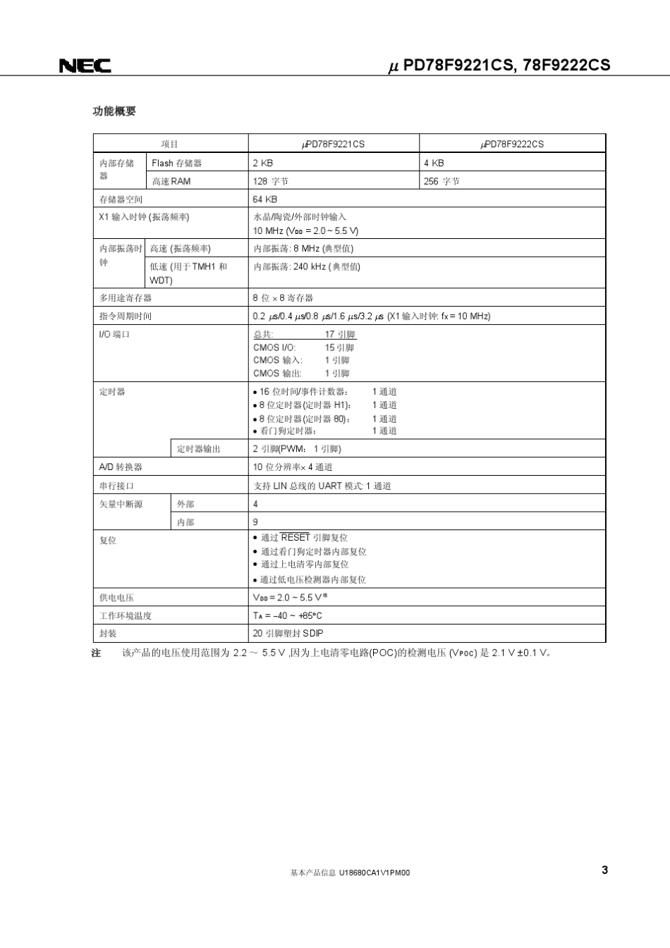 单片机UPD78F9222_第3页