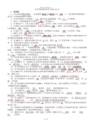单片机原理及应用知识点汇总(复习)
