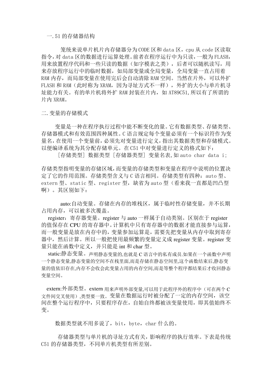 单片机数据存储类型和申明方法_第1页