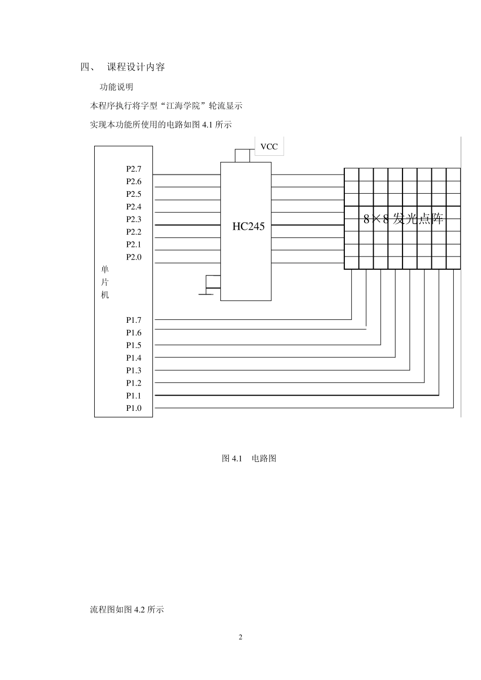 单片机课程设计报告8乘以8点阵汉字显示_第2页