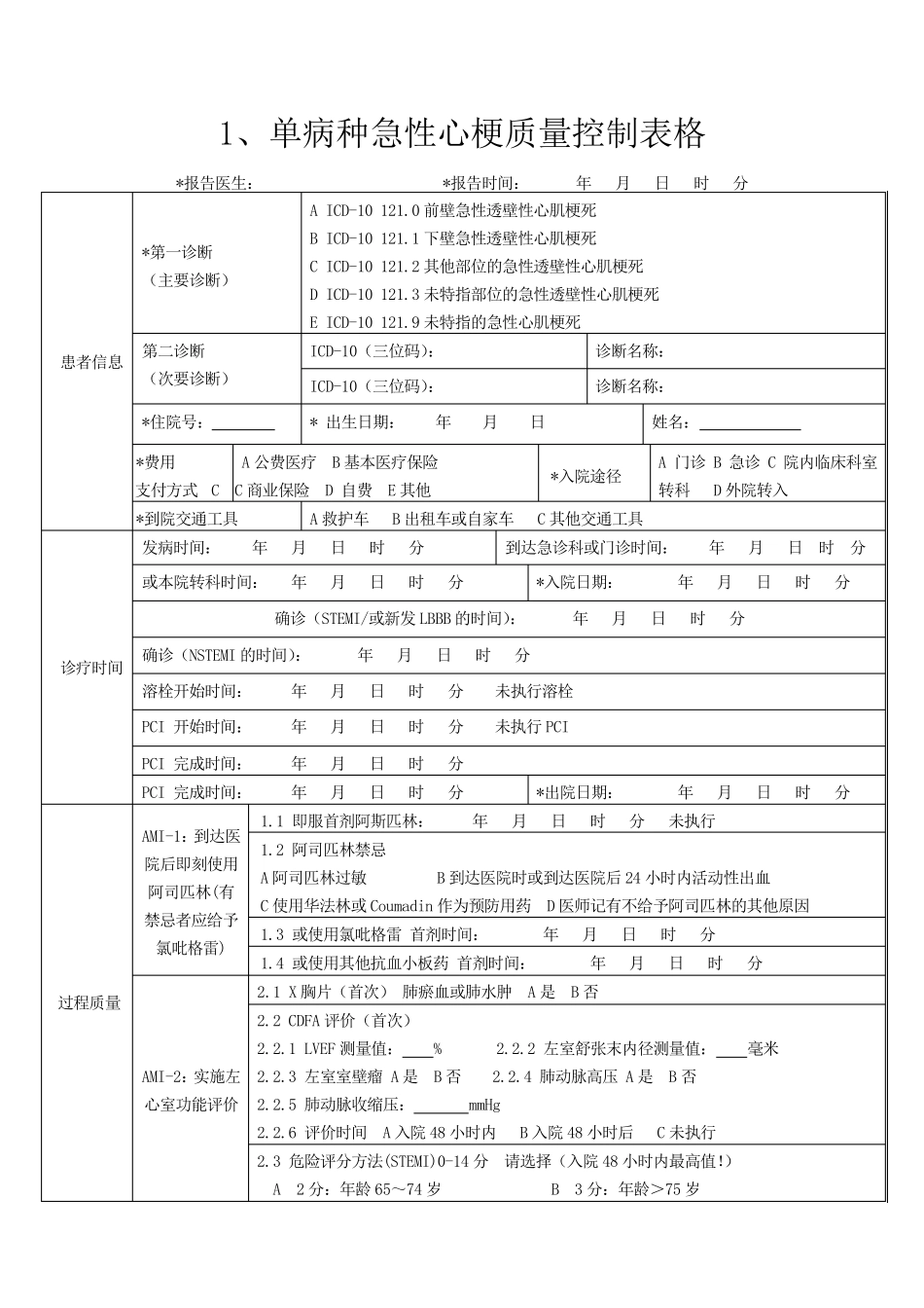 单病种质量控制表单_第1页