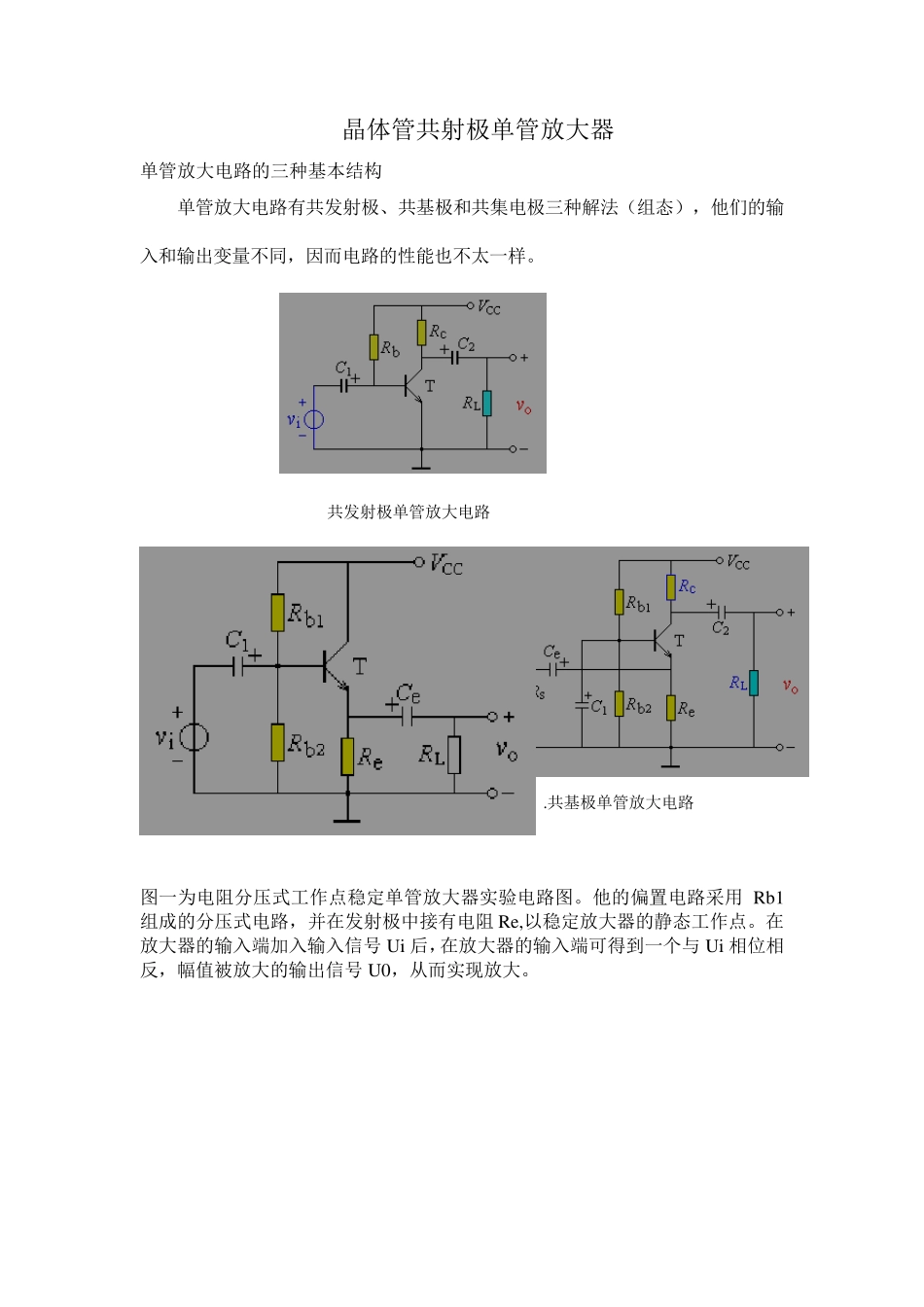 单管放大器总结共射、共集、共基放大电路_第1页