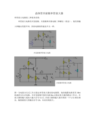单管放大器总结共射、共集、共基放大电路