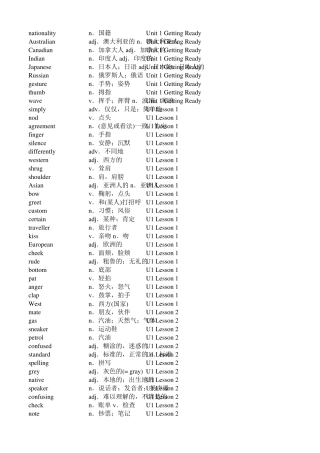 单词(新版北师大九年级英语全一册)