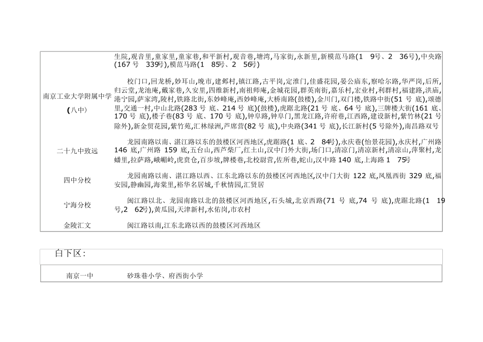 南京市学区划分表(初中)_第3页