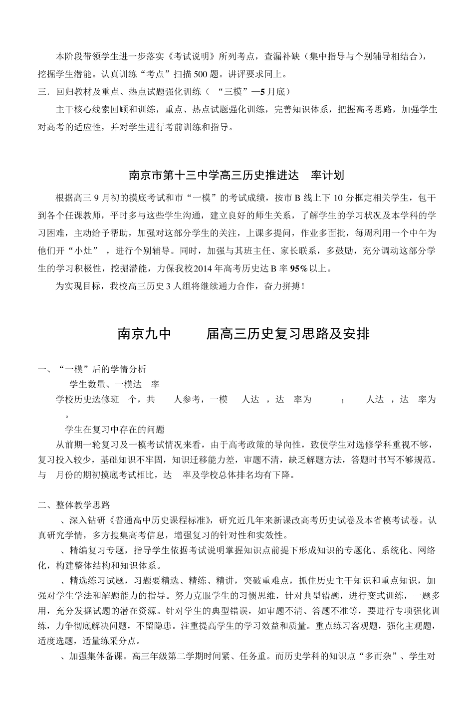 南京市第十三中学高三历史复习计划_第2页