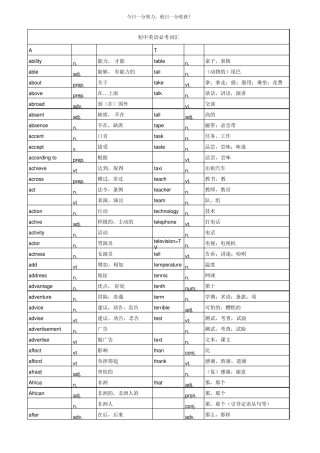 南京牛津中考英语词汇表