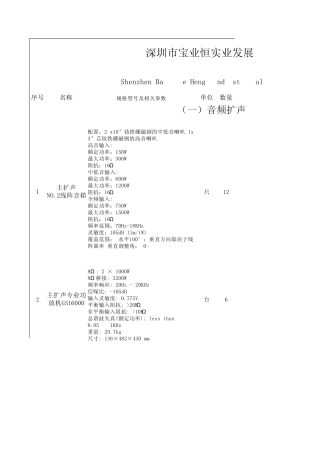 南京礼堂音响配置清单(主扩线阵音箱)