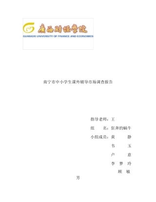 南宁市中小学生课外辅导市场调查报告