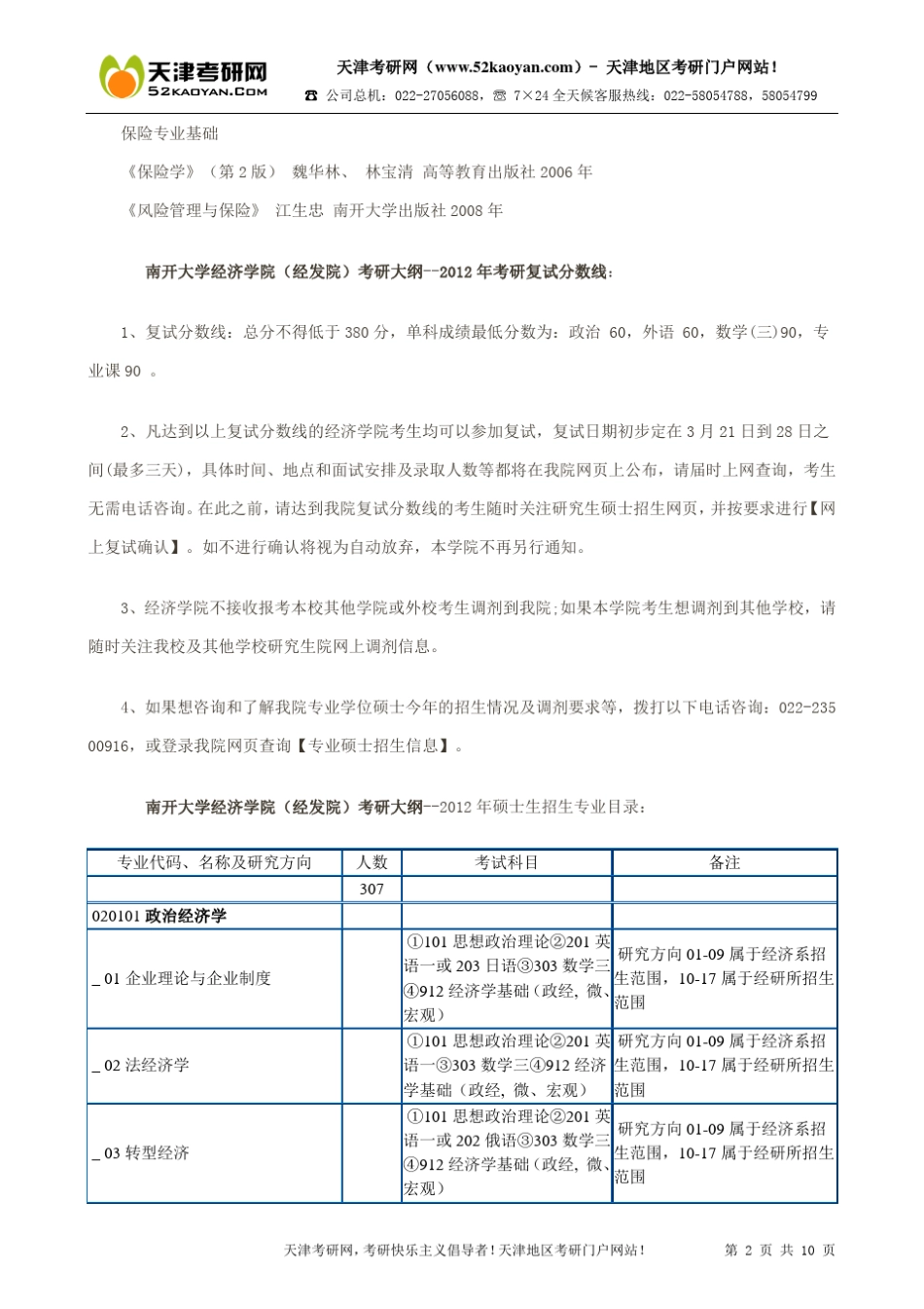 南开大学经济学院(经发院)考研大纲_第2页