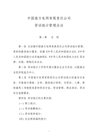 南方电网劳动统计管理办法