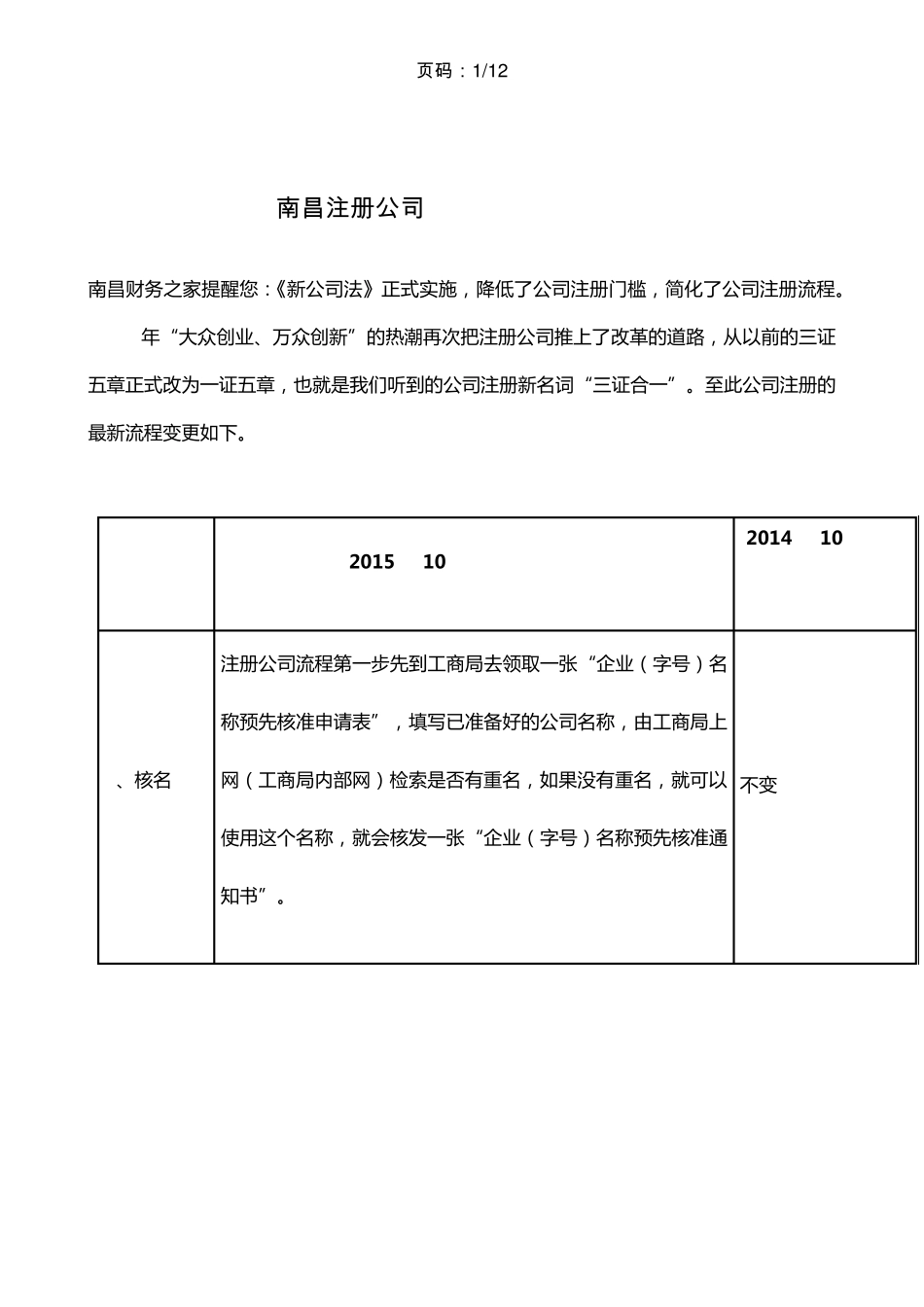 南昌注册公司流程及费用_第1页