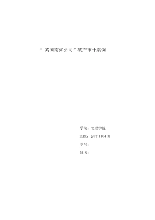 南海公司案例分析审计作业