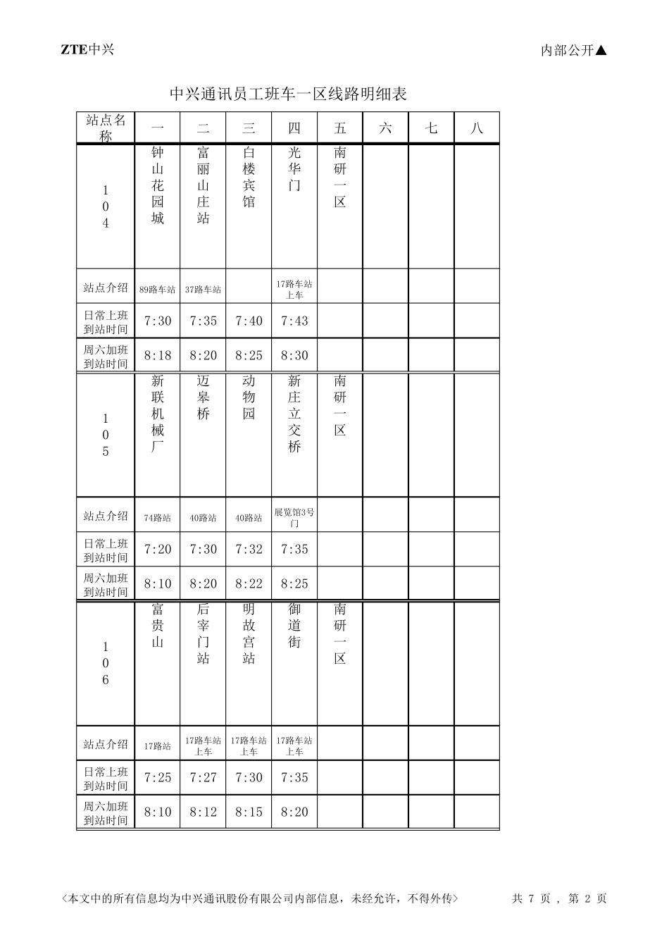 南研分区班车站点明细表_第2页