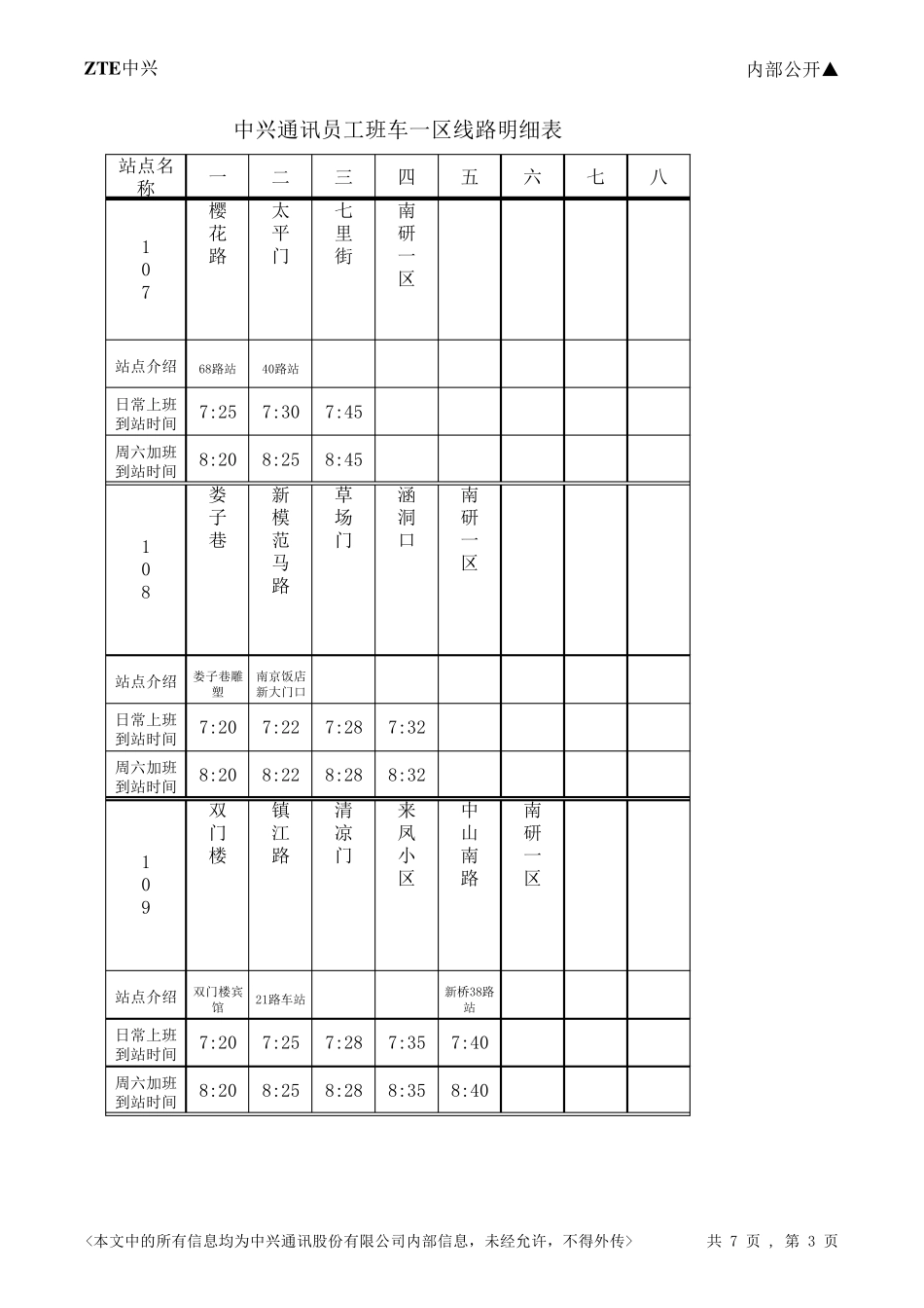 南研分区班车站点明细表_第3页