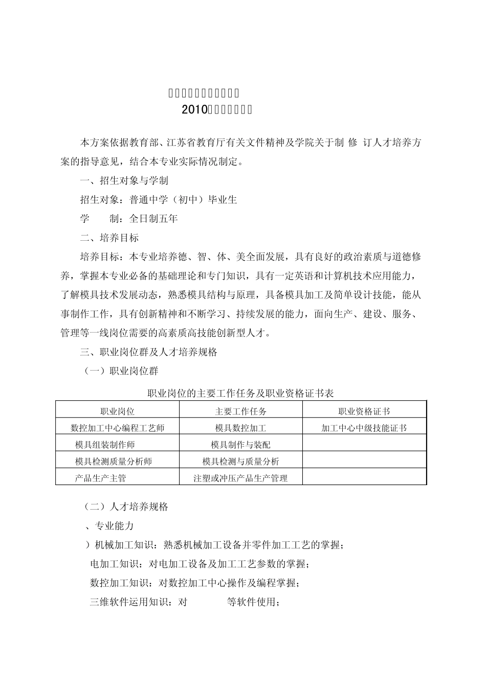 南铁院模具专业10级五年制培养方案_第2页