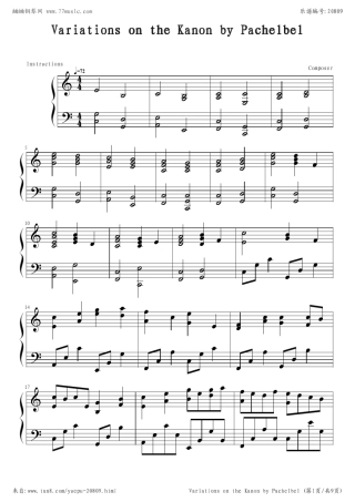 卡农(C调浓情版)钢琴谱