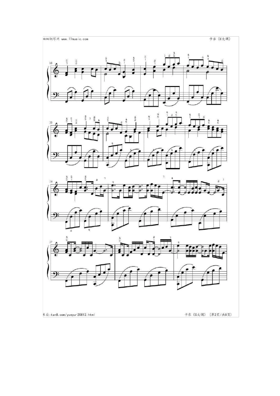 卡农C大调钢琴谱_第2页