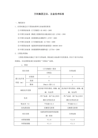 卫浴五金技术标准
