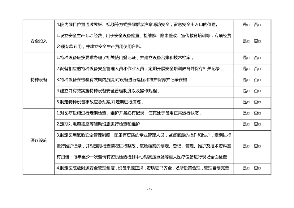 卫生健康系统医疗机构医院安全防范工作督查检查表_第3页