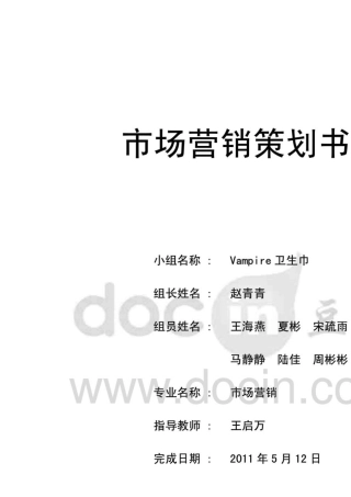 卫生巾市场营销策划书