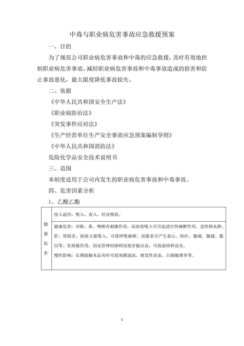 印刷厂中毒与职业病危害事故应急救援预案_第1页