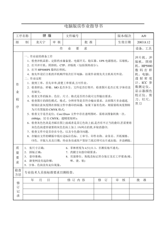 印刷各工序作业指导书