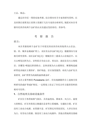 印尼金矿考察报告