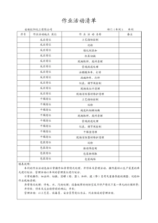 危化品单位标准化手册作业活动清单