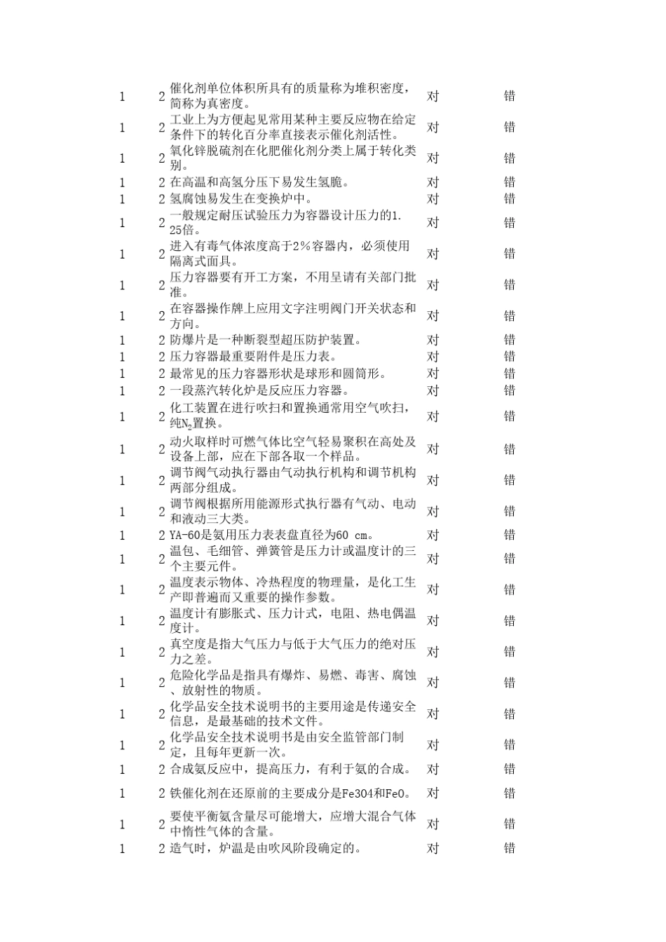 危险化学品—合成氨工艺题库_第3页