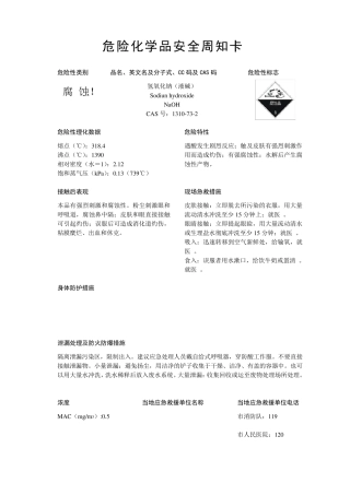 危险化学品安全周知卡