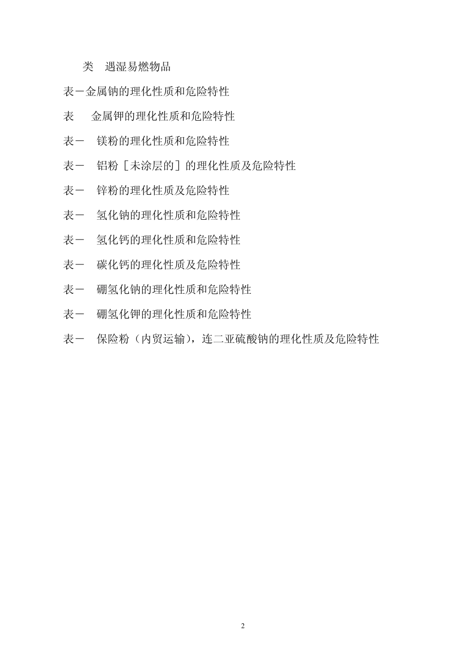 危险化学品特性表_第4类易燃固体、自燃物品和遇湿易燃物品_第2页