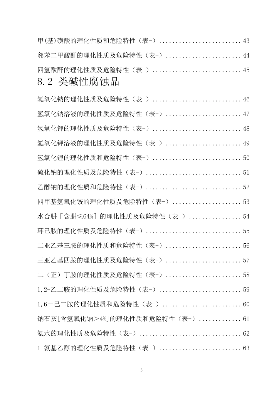 危险化学品特性表_第8类腐蚀品_第3页