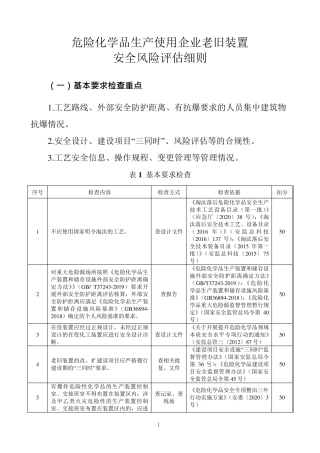 危险化学品生产使用企业老旧装置安全风险评估细则