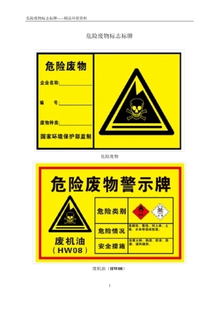 危险废物标志标牌