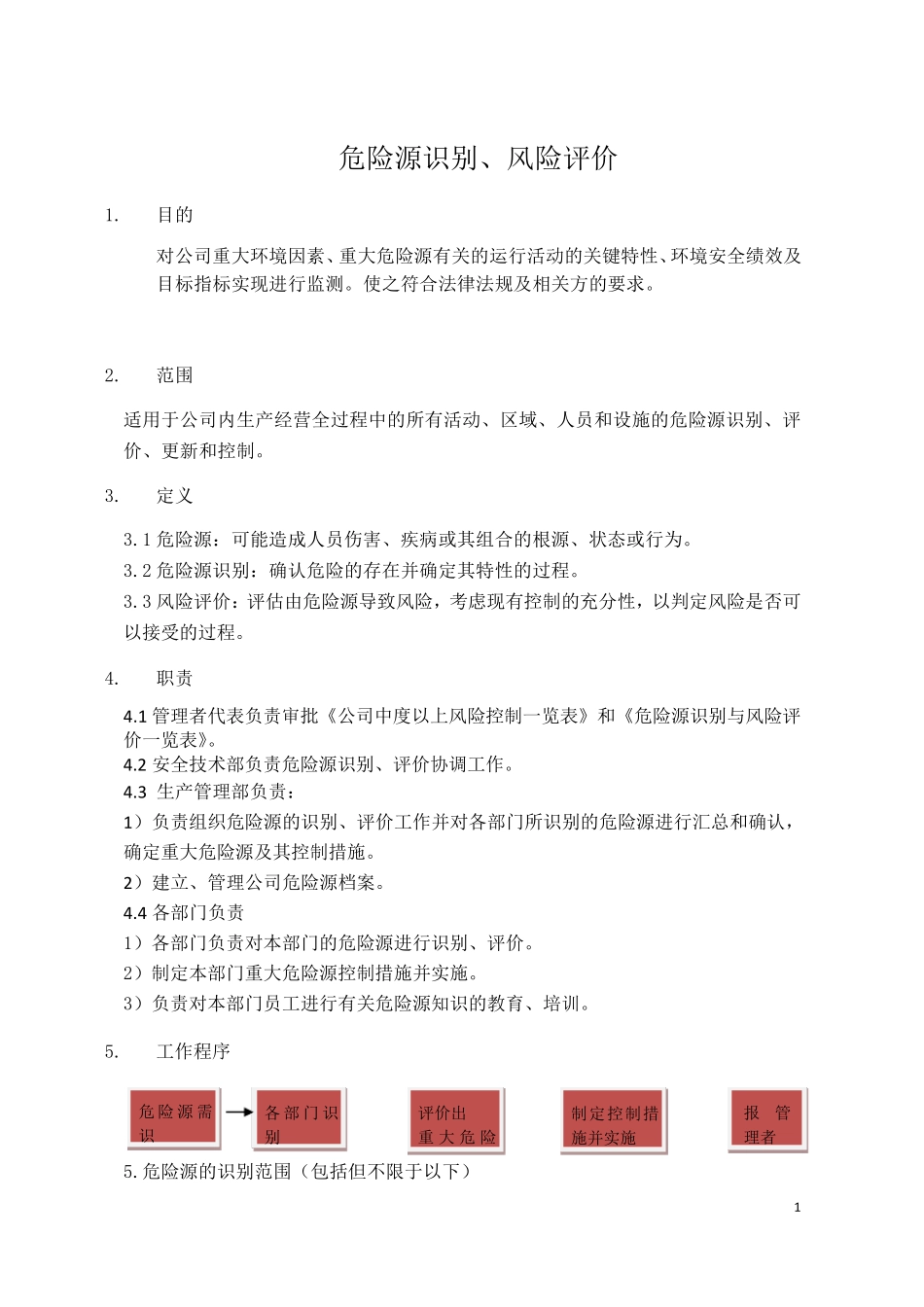 危险源识别、风险评价控制程序_第1页