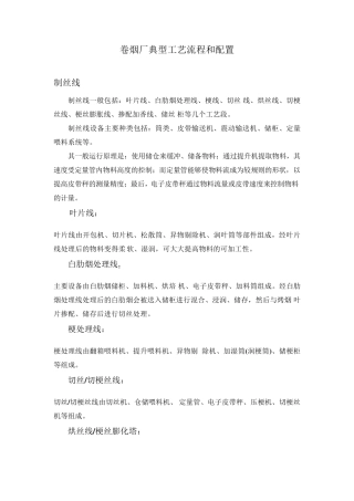 卷烟厂典型工艺流程和配置