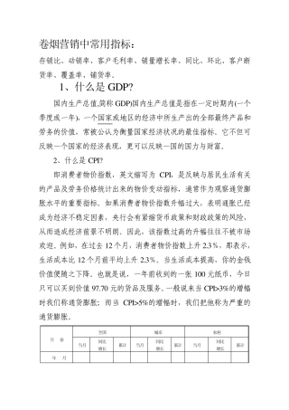 卷烟营销中常用指标