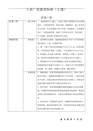 厂房建设标准(土建)