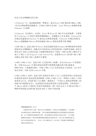 历史上5种以太网帧格式