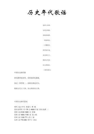 历史年代歌谣