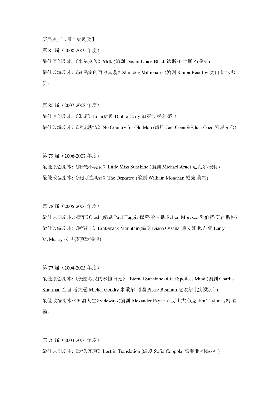 历届奥斯卡最佳编剧奖_第1页