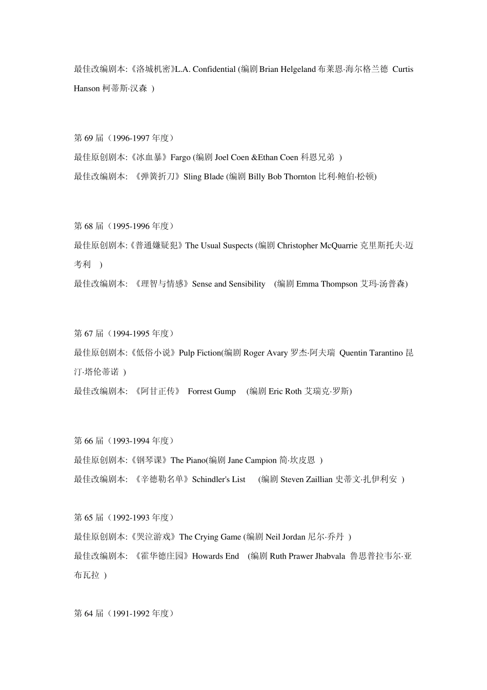 历届奥斯卡最佳编剧奖_第3页