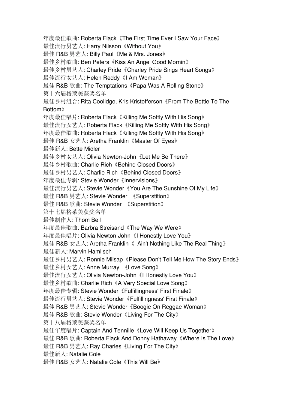 历届格莱美奖获奖歌曲_第3页