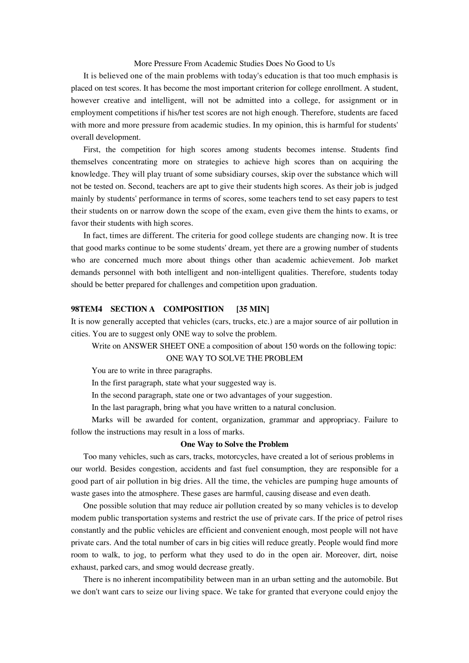 历年专四作文题目及样文_第2页